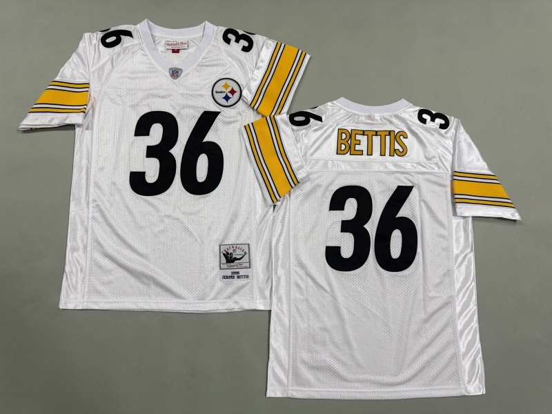 Men 2025 Pittsburgh Steelers #36 Bettis white Throwback Limited NFL Jersey style 004
